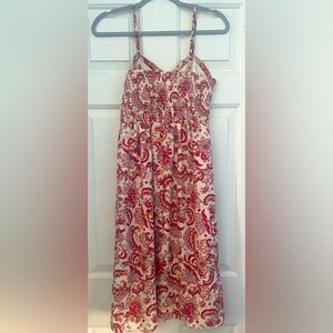 Colorful pattern midi dress with slit